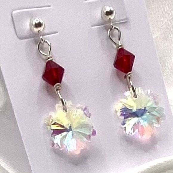 AAZ Sterling Silver Crystal Dangle Earrinigs - Picture 3 of 5